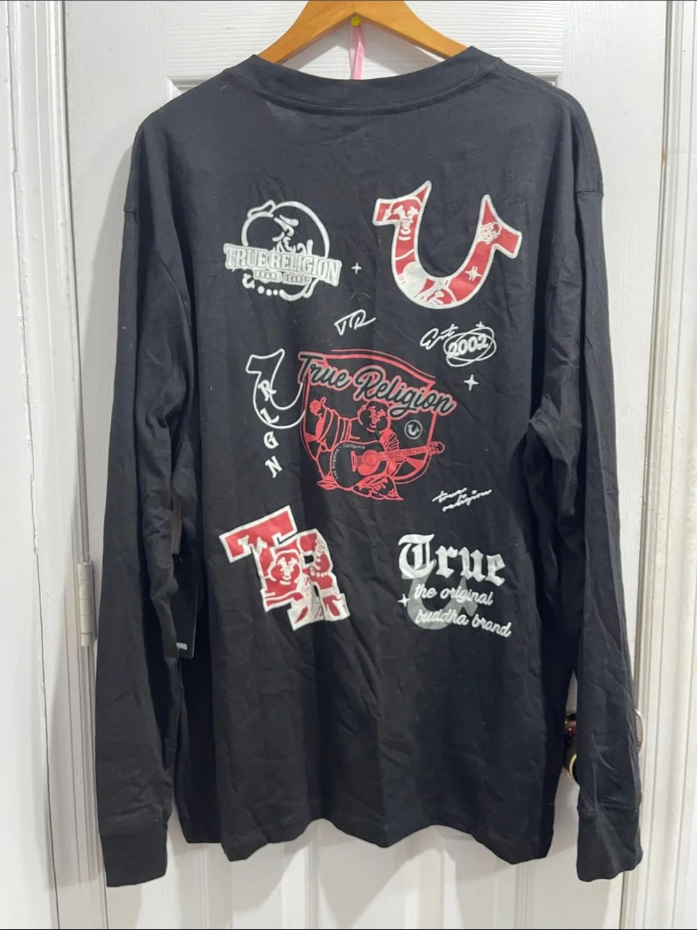 Men's True Religion - Scattered Graphics Long Sleeve Black Tee XXXL